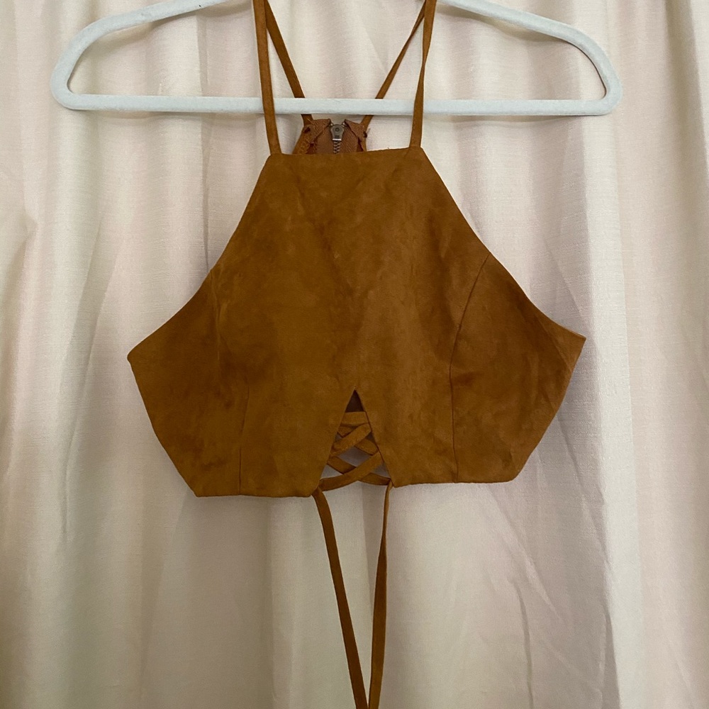 Rave faux suede crop top